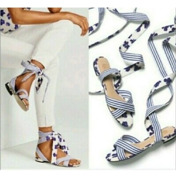 Cabi blue and white strap sandals Sz10 - Picture 2 of 8